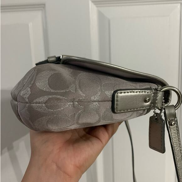 COACH Gray Silver Signature Canvas Crossbody - Picture 5 of 12